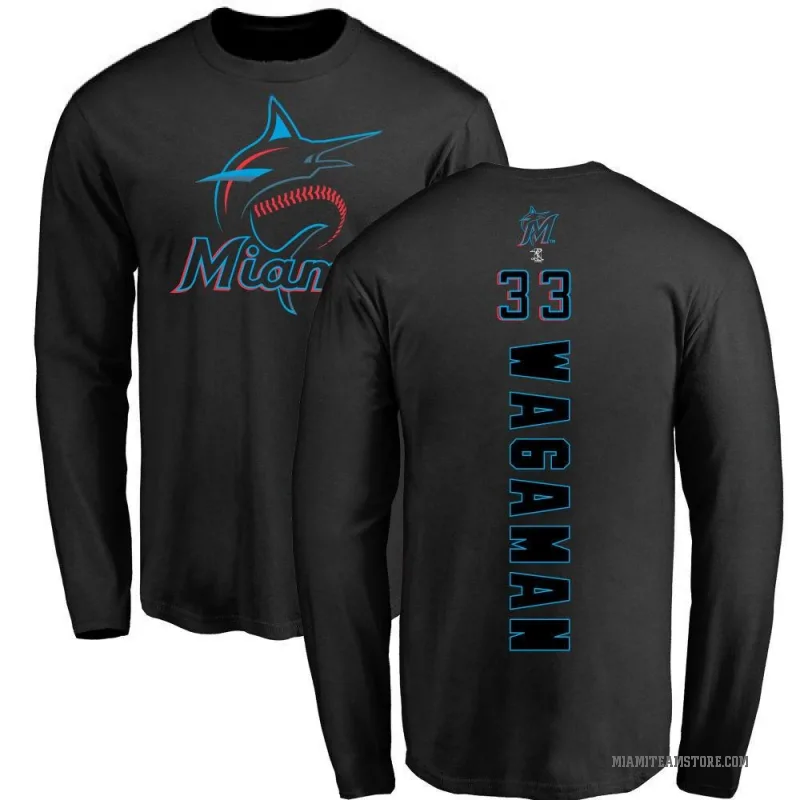 Eric Wagaman Men's Black Miami Marlins Backer Long Sleeve T-Shirt -