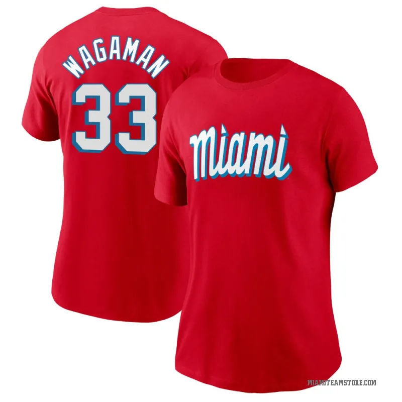 Eric Wagaman Women's Red Miami Marlins City Connect T-Shirt