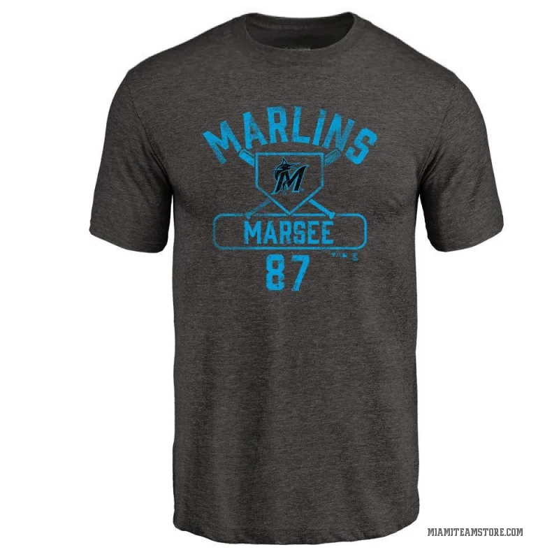 Jakob Marsee Men's Black Miami Marlins Base Runner T-Shirt -