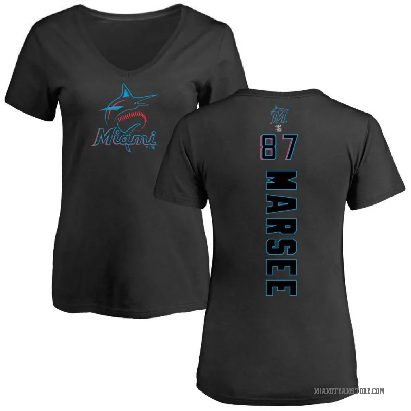 Jakob Marsee Women's Black Miami Marlins Backer Slim Fit T-Shirt -