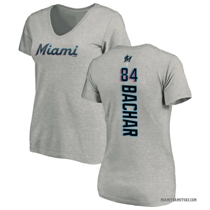 Lake Bachar Women's Ash Miami Marlins Backer Slim Fit T-Shirt -