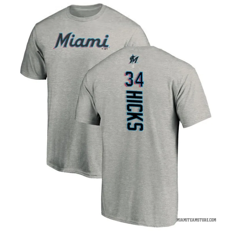 Liam Hicks Men's Ash Miami Marlins Backer T-Shirt -