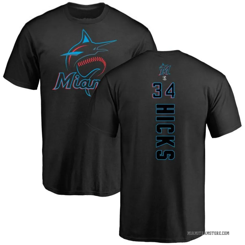 Liam Hicks Men's Black Miami Marlins Backer T-Shirt -