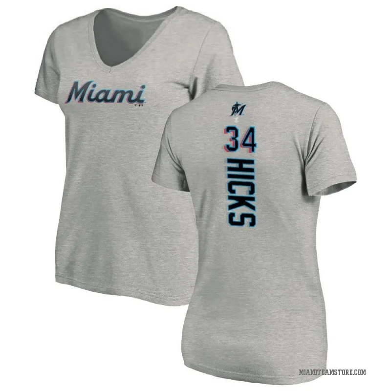 Liam Hicks Women's Ash Miami Marlins Backer Slim Fit T-Shirt -