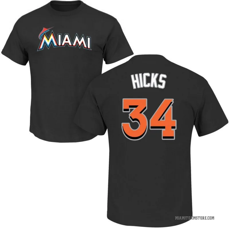 Liam Hicks Youth Black Miami Marlins Roster T-Shirt -