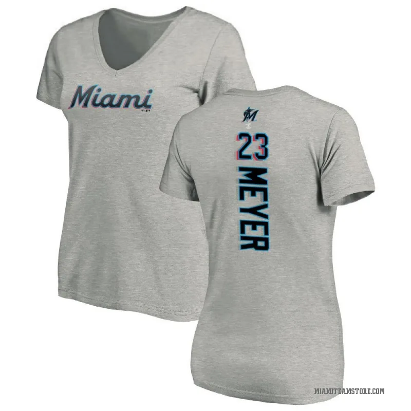Max Meyer Women's Ash Miami Marlins Backer Slim Fit T-Shirt -