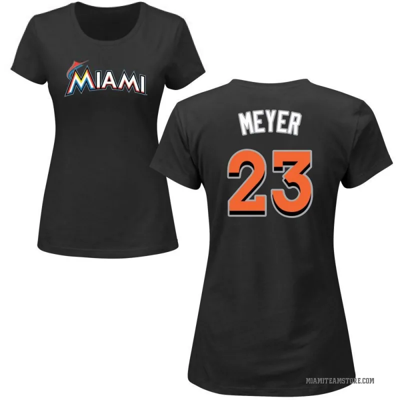 Max Meyer Women's Black Miami Marlins Roster T-Shirt -