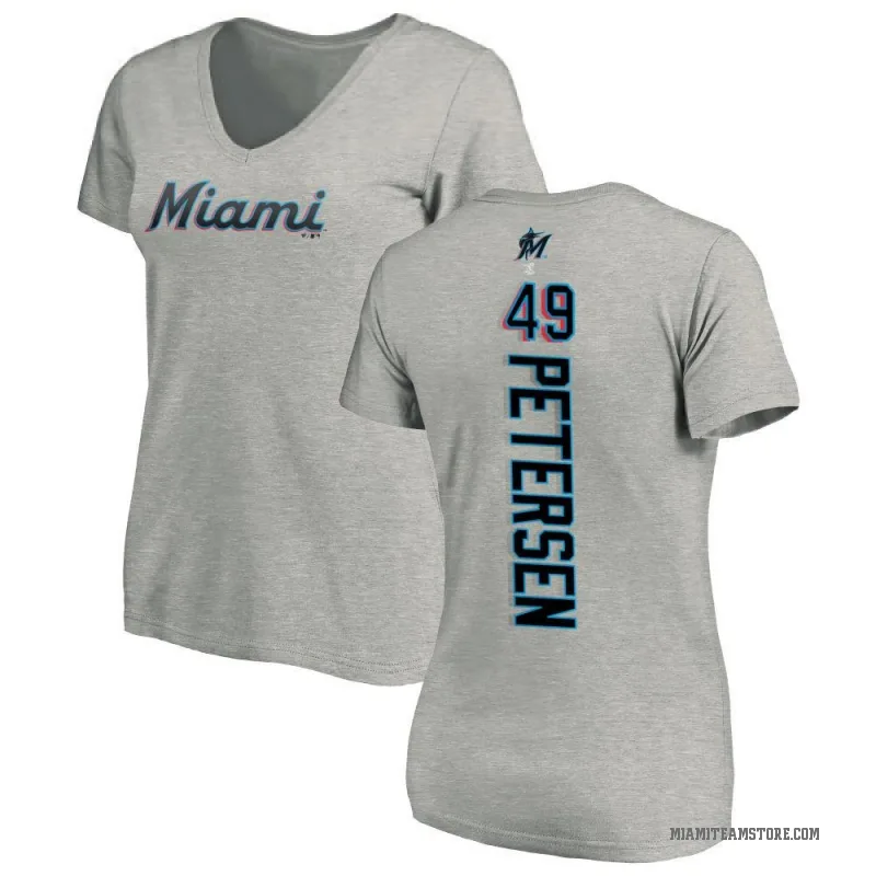 Michael Petersen Women's Ash Miami Marlins Backer Slim Fit T-Shirt -