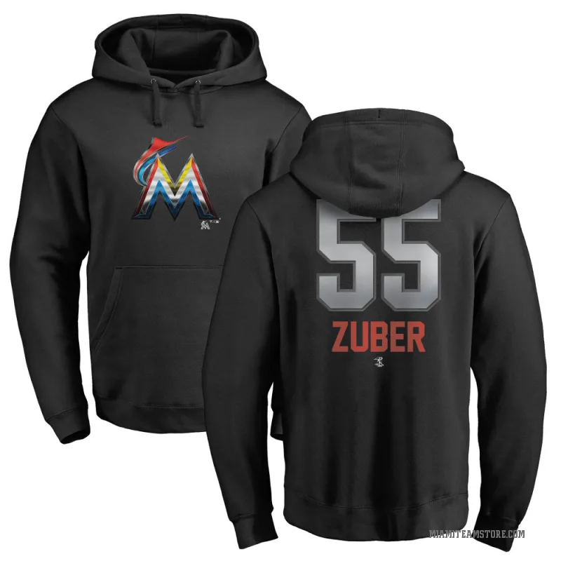 Tyler Zuber Men's Black Miami Marlins Branded Midnight Mascot Pullover Hoodie -
