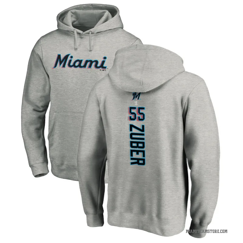 Tyler Zuber Men's Miami Marlins Ash Backer Pullover Hoodie