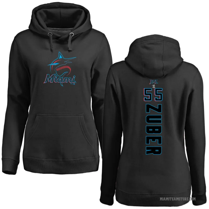 Tyler Zuber Women's Black Miami Marlins Backer Pullover Hoodie