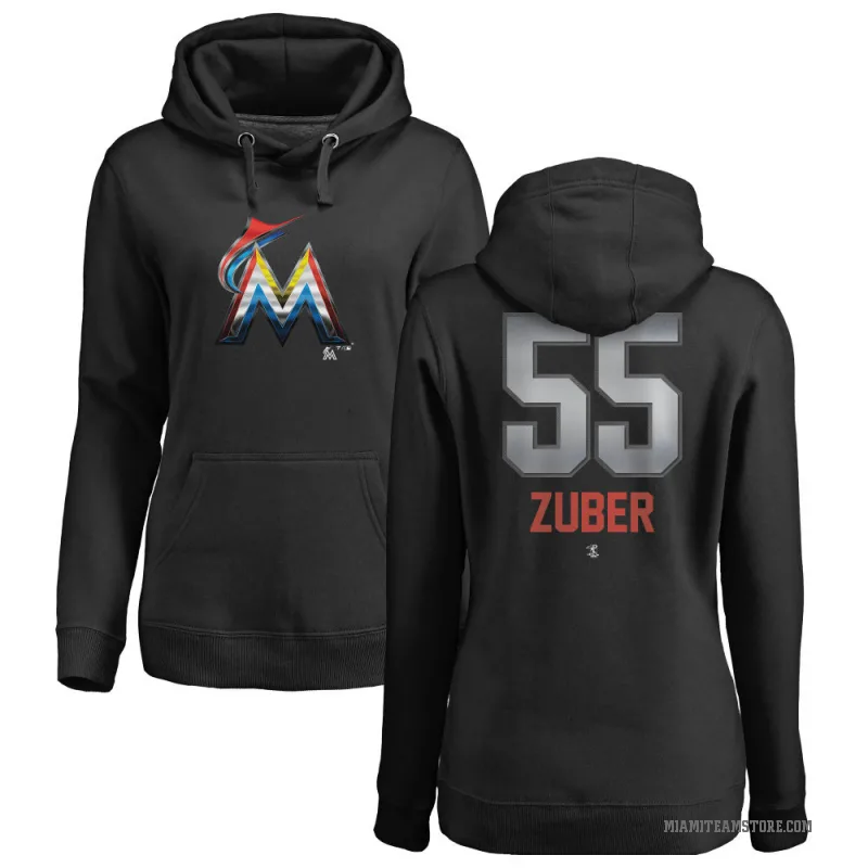 Tyler Zuber Women's Black Miami Marlins Branded Midnight Mascot Pullover Hoodie -