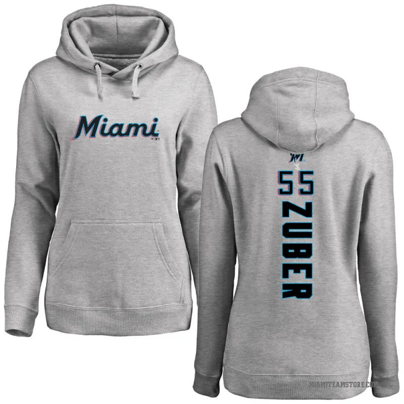 Tyler Zuber Women's Miami Marlins Ash Backer Pullover Hoodie